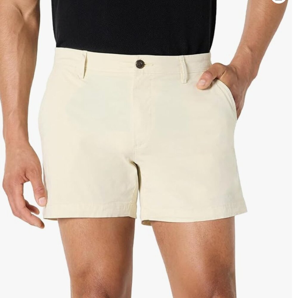 Amazon Essentials Men's Slim-Fit 5" Flat-Front Comfort Stretch Chino Shorts, 30W